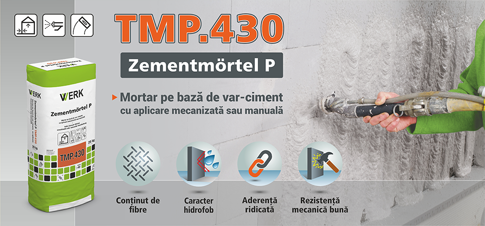 TMP.430 Zementmortel P - Mortar pe bază de var-ciment cu aplicare mecanizată sau manuală